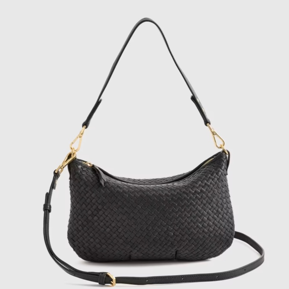 EUC Quince Italian Handwoven Leather Mini Shoulder bag in black
